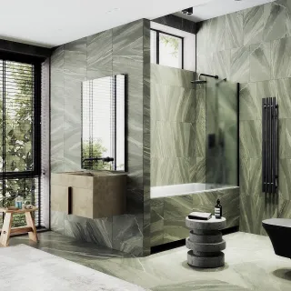 Шторка на ванну MaybahGlass MGV-253-6ш 30см чёрный